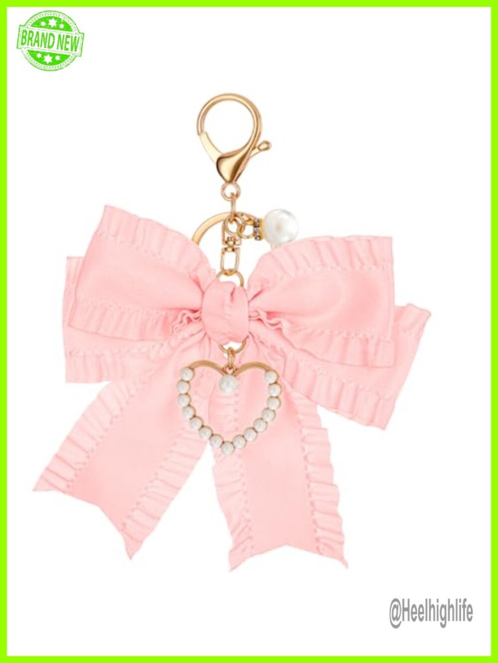 Bow Keychain Bag Charm with Pearls for Purse Handbag Wristlet